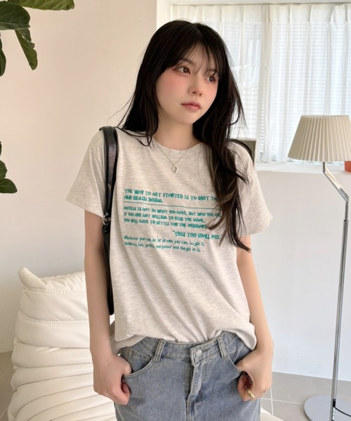 Ada.(エイダ)の「メッセージロゴ プリント 半袖 Tシャツ(Tシャツ/カットソー・レディース・ピンク/オートミール/オフホワイト・FREE)」の15枚目の写真