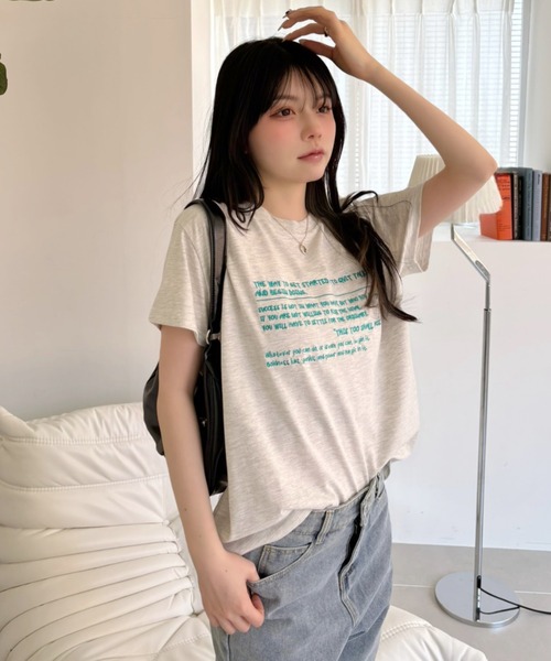 Ada.(エイダ)の「メッセージロゴ プリント 半袖 Tシャツ(Tシャツ/カットソー・レディース・ピンク/オートミール/オフホワイト・FREE)」の17枚目の写真