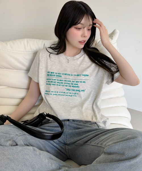 Ada.(エイダ)の「メッセージロゴ プリント 半袖 Tシャツ(Tシャツ/カットソー・レディース・ピンク/オートミール/オフホワイト・FREE)」の18枚目の写真