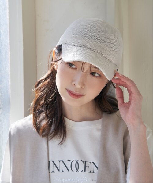 ikka(イッカ)の「サーモ透かし柄キャップ(キャップ・レディース・ブラック/ブルー/ライトグレー/オートミール/マスタード・FREE)」の7枚目の写真