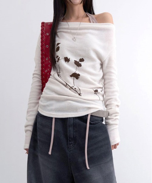 gossip!ロサンゼルス(ゴシップロサンゼルス)の「Y2K 【春夏新作】グラフィックプリントロンT(Tシャツ/カットソー・レディース・オフホワイト/グレー・FREE)」の1枚目の写真
