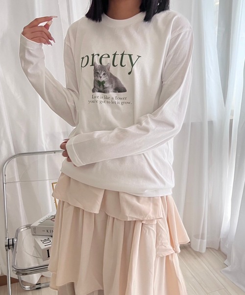 merrylatte(メリーラテ)の「アニマルデザインロンT/長袖Tシャツ(Tシャツ/カットソー・レディース・A/B・MEDIUM)」の2枚目の写真