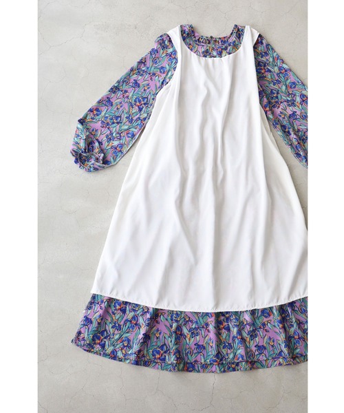 cawaii(カワイイ)の「鮮やかに描いた花のシャーリングミディアムワンピース(ワンピース・レディース・パープル・FREE)」の19枚目の写真