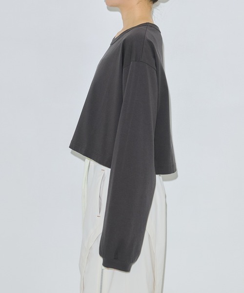 PUBLIC TOKYO（パブリックトウキョウ）の「ボリュームスリーブロンTEE（Tシャツ/カットソー・レディース・ダークグレー/ホワイト・FREE）」の11枚目の写真