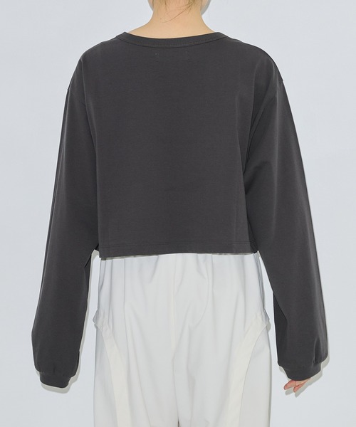 PUBLIC TOKYO（パブリックトウキョウ）の「ボリュームスリーブロンTEE（Tシャツ/カットソー・レディース・ダークグレー/ホワイト・FREE）」の12枚目の写真