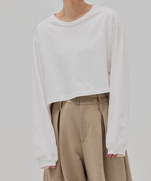 PUBLIC TOKYO（パブリックトウキョウ）の「ボリュームスリーブロンTEE（Tシャツ/カットソー・レディース・ダークグレー/ホワイト・FREE）」の5枚目の写真