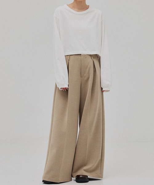 PUBLIC TOKYO（パブリックトウキョウ）の「ボリュームスリーブロンTEE（Tシャツ/カットソー・レディース・ダークグレー/ホワイト・FREE）」の9枚目の写真