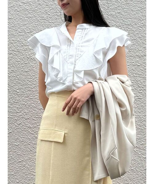 LAGUNAMOON（ラグナムーン）の「フリルピンタックノースリーブブラウス（シャツ/ブラウス・レディース・その他/ブラック/ホワイト/その他1・FREE）」の8枚目の写真