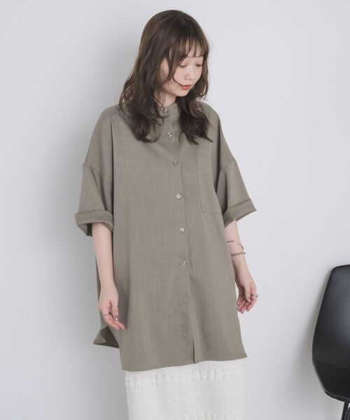 RETRO GIRL(レトロガール)の「ワイドシルエットシャツ(シャツ/ブラウス・レディース・ベージュ/ナチュラル/ブラック/チャコールグレー・FREE)」の14枚目の写真