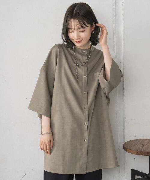 RETRO GIRL(レトロガール)の「ワイドシルエットシャツ(シャツ/ブラウス・レディース・ベージュ/ナチュラル/ブラック/チャコールグレー・FREE)」の9枚目の写真