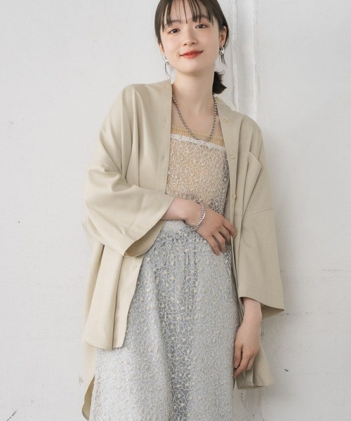 RETRO GIRL(レトロガール)の「ワイドシルエットシャツ(シャツ/ブラウス・レディース・ベージュ/ナチュラル/ブラック/チャコールグレー・FREE)」の4枚目の写真