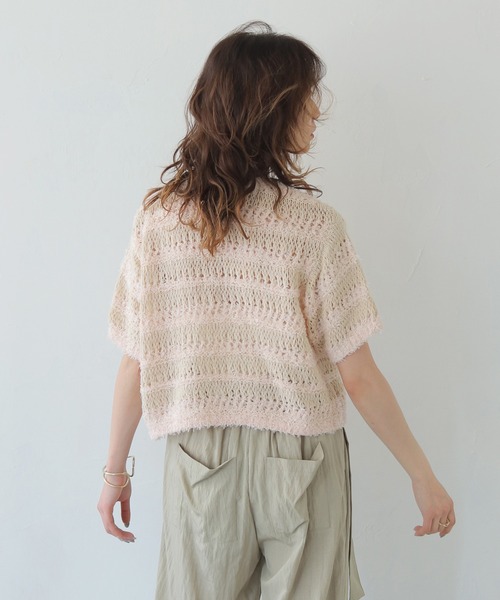 CLEIO（クレイオ）の「【CLEIO】透かし編みフリンジニット OPENWORK FRINGE KNIT/986-13606（ニット/セーター・レディース・ピンク/ライトグレー・FREE）」の18枚目の写真