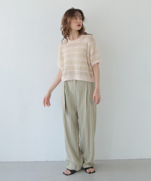 CLEIO（クレイオ）の「【CLEIO】透かし編みフリンジニット OPENWORK FRINGE KNIT/986-13606（ニット/セーター・レディース・ピンク/ライトグレー・FREE）」の19枚目の写真