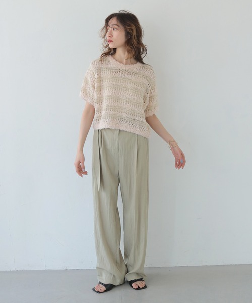 CLEIO（クレイオ）の「【CLEIO】透かし編みフリンジニット OPENWORK FRINGE KNIT/986-13606（ニット/セーター・レディース・ピンク/ライトグレー・FREE）」の20枚目の写真