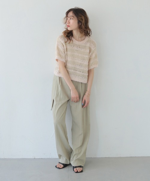 CLEIO（クレイオ）の「【CLEIO】透かし編みフリンジニット OPENWORK FRINGE KNIT/986-13606（ニット/セーター・レディース・ピンク/ライトグレー・FREE）」の21枚目の写真
