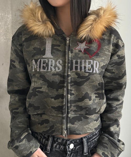 ZIPPER CLUB（ZIPPER CLUB ジッパークラブ）の「カモフラージュダブルジップクロップドパーカー（パーカー・レディース・グリーン・SMALL/MEDIUM/LARGE）」の5枚目の写真