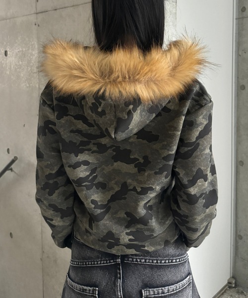 ZIPPER CLUB（ZIPPER CLUB ジッパークラブ）の「カモフラージュダブルジップクロップドパーカー（パーカー・レディース・グリーン・SMALL/MEDIUM/LARGE）」の6枚目の写真