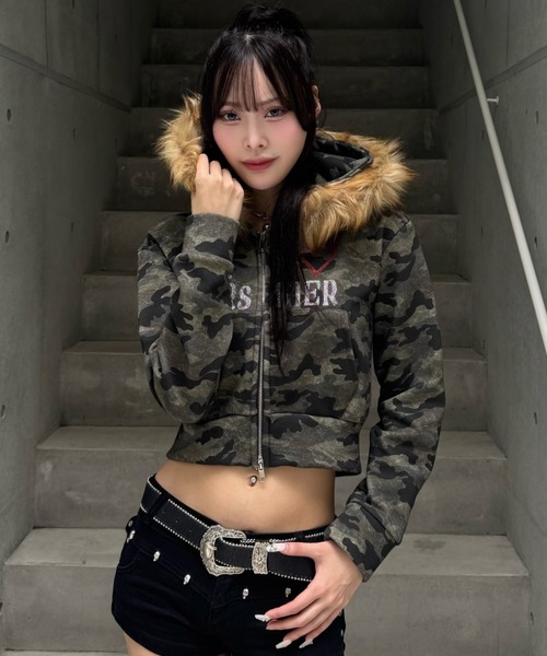 カモフラージュダブルジップクロップドパーカー（パーカー）｜ZIPPER