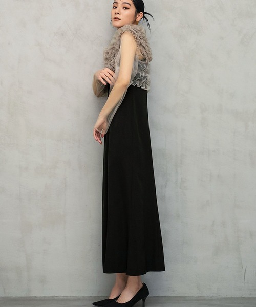 girl(ガール)の「【身長別画像あり】チュール フリル ベスト シアー トップス ワンピース 3点セット マルチway パーティードレス 結婚式 ワンピース お呼ばれ オケージョンドレス 二次会 成人式 同窓会 謝恩会《着用動画あり》(ドレス・レディース・ブルーグレー/ブラウン/ベージュ/ベージュ×ブラック・L/M/S)」の12枚目の写真