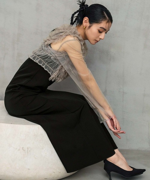 girl(ガール)の「【身長別画像あり】チュール フリル ベスト シアー トップス ワンピース 3点セット マルチway パーティードレス 結婚式 ワンピース お呼ばれ オケージョンドレス 二次会 成人式 同窓会 謝恩会《着用動画あり》(ドレス・レディース・ブルーグレー/ブラウン/ベージュ/ベージュ×ブラック・L/M/S)」の13枚目の写真