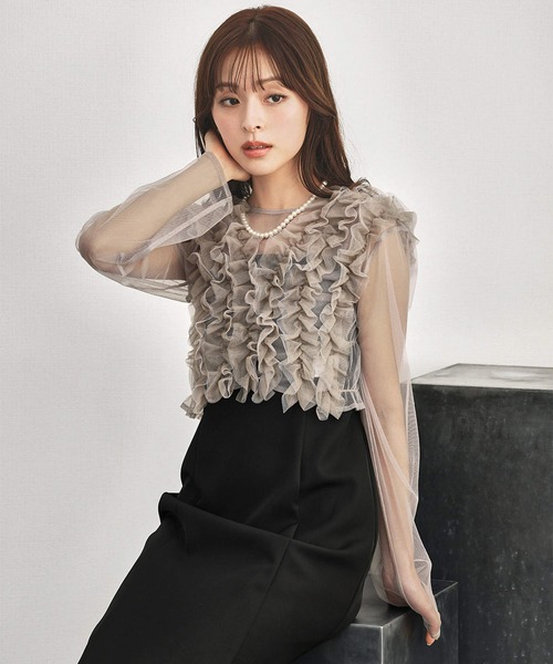 girl(ガール)の「【身長別画像あり】チュール フリル ベスト シアー トップス ワンピース 3点セット マルチway パーティードレス 結婚式 ワンピース お呼ばれ オケージョンドレス 二次会 成人式 同窓会 謝恩会《着用動画あり》(ドレス・レディース・ブルーグレー/ブラウン/ベージュ/ベージュ×ブラック・L/M/S)」の17枚目の写真