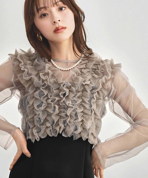 girl(ガール)の「【身長別画像あり】チュール フリル ベスト シアー トップス ワンピース 3点セット マルチway パーティードレス 結婚式 ワンピース お呼ばれ オケージョンドレス 二次会 成人式 同窓会 謝恩会《着用動画あり》(ドレス・レディース・ブルーグレー/ブラウン/ベージュ/ベージュ×ブラック・L/M/S)」の16枚目の写真