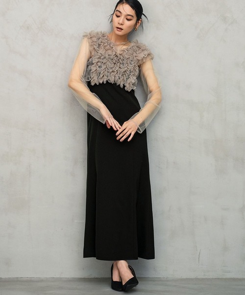 身長別画像あり】チュール フリル ベスト シアー トップス ワンピース