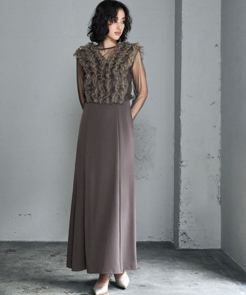 身長別画像あり】チュール フリル ベスト シアー トップス