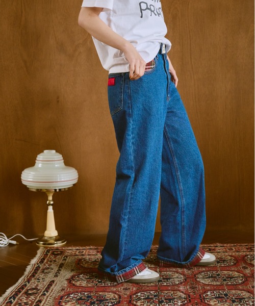 common gull products.（コモンガルプロダクツ）の「リズミカルなチェックデニム（デニムパンツ・レディース・ブルー系/ライトブルー・SMALL/MEDIUM/LARGE）」の16枚目の写真