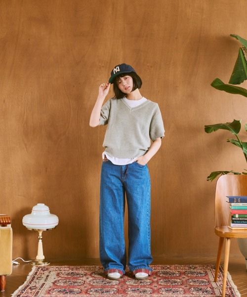 common gull products.（コモンガルプロダクツ）の「リズミカルなチェックデニム（デニムパンツ・レディース・ブルー系/ライトブルー・SMALL/MEDIUM/LARGE）」の21枚目の写真