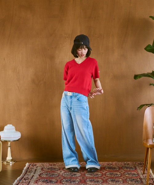 common gull products.（コモンガルプロダクツ）の「リズミカルなチェックデニム（デニムパンツ・レディース・ブルー系/ライトブルー・SMALL/MEDIUM/LARGE）」の5枚目の写真