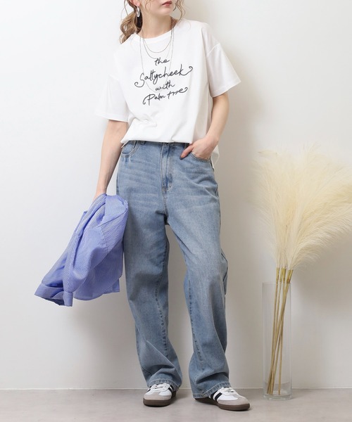 BRODIAEA(ブローディア)の「BRODIAEA 歯ブラシ加工刺繍Tシャツ 半袖カットソー(Tシャツ/カットソー・レディース・オフホワイト/ベージュ/ライトグリーン/ピンク/ネイビー・40)」の14枚目の写真