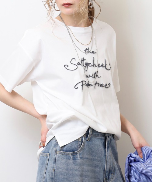 BRODIAEA(ブローディア)の「BRODIAEA 歯ブラシ加工刺繍Tシャツ 半袖カットソー(Tシャツ/カットソー・レディース・オフホワイト/ベージュ/ライトグリーン/ピンク/ネイビー・40)」の12枚目の写真