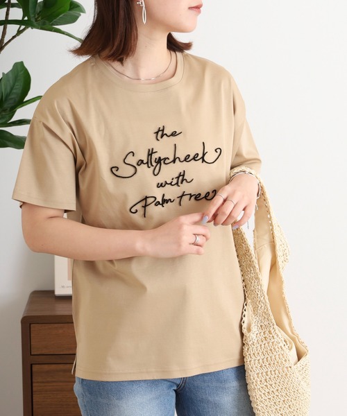 BRODIAEA(ブローディア)の「BRODIAEA 歯ブラシ加工刺繍Tシャツ 半袖カットソー(Tシャツ/カットソー・レディース・オフホワイト/ベージュ/ライトグリーン/ピンク/ネイビー・40)」の15枚目の写真