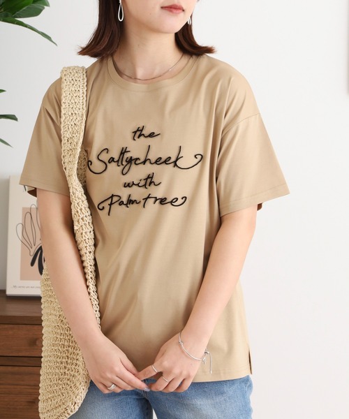 BRODIAEA(ブローディア)の「BRODIAEA 歯ブラシ加工刺繍Tシャツ 半袖カットソー(Tシャツ/カットソー・レディース・オフホワイト/ベージュ/ライトグリーン/ピンク/ネイビー・40)」の16枚目の写真