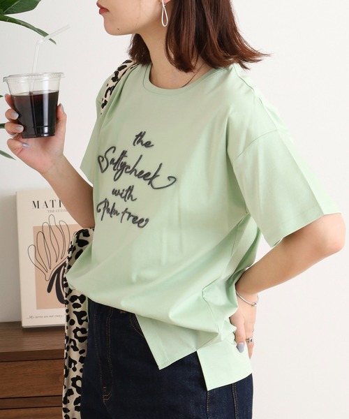 BRODIAEA(ブローディア)の「BRODIAEA 歯ブラシ加工刺繍Tシャツ 半袖カットソー(Tシャツ/カットソー・レディース・オフホワイト/ベージュ/ライトグリーン/ピンク/ネイビー・40)」の21枚目の写真