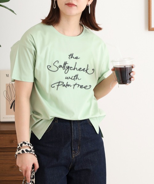 BRODIAEA(ブローディア)の「BRODIAEA 歯ブラシ加工刺繍Tシャツ 半袖カットソー(Tシャツ/カットソー・レディース・オフホワイト/ベージュ/ライトグリーン/ピンク/ネイビー・40)」の19枚目の写真