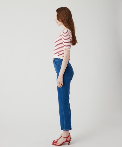 DEICY（デイシー）の「デニムハイウエストストレッチパンツ（デニムパンツ・レディース・ピンク/ライトインディゴブルー/アイボリー/サックスブルー・0/1）」の6枚目の写真