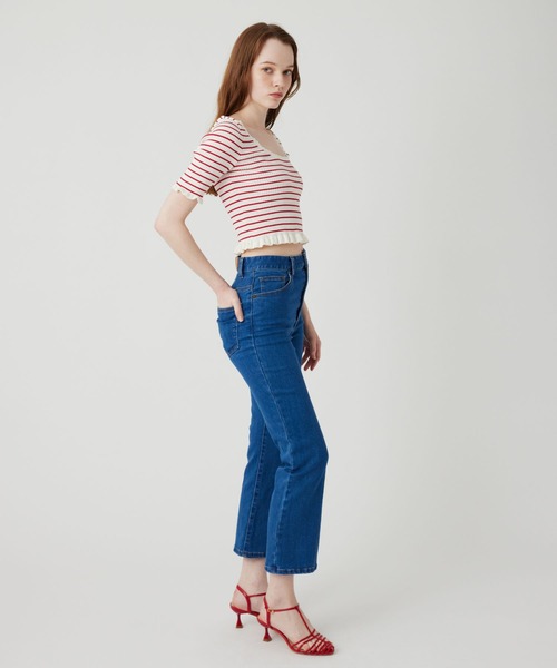 DEICY（デイシー）の「デニムハイウエストストレッチパンツ（デニムパンツ・レディース・ピンク/ライトインディゴブルー/アイボリー/サックスブルー・0/1）」の8枚目の写真