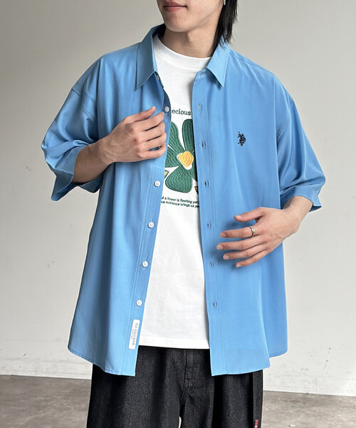 U.S. POLO ASSN.（ユーエスポロアッスン）の「【U.S. POLO ASSN.】シルクタッチ半袖シャツ（シャツ/ブラウス・メンズ・ブルー/チャコールグレー/ライム/ネイビー/グレイッシュベージュ/カーキ/ブラウン・MEDIUM/LARGE）」の7枚目の写真