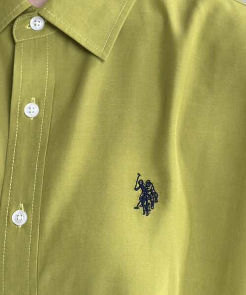 U.S. POLO ASSN.（ユーエスポロアッスン）の「【U.S. POLO ASSN.】シルクタッチ半袖シャツ（シャツ/ブラウス・メンズ・ブルー/チャコールグレー/ライム/ネイビー/グレイッシュベージュ/カーキ/ブラウン・MEDIUM/LARGE）」の10枚目の写真