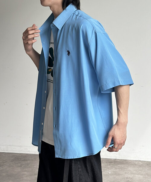 U.S. POLO ASSN.（ユーエスポロアッスン）の「【U.S. POLO ASSN.】シルクタッチ半袖シャツ（シャツ/ブラウス・メンズ・ブルー/チャコールグレー/ライム/ネイビー/グレイッシュベージュ/カーキ/ブラウン・MEDIUM/LARGE）」の14枚目の写真