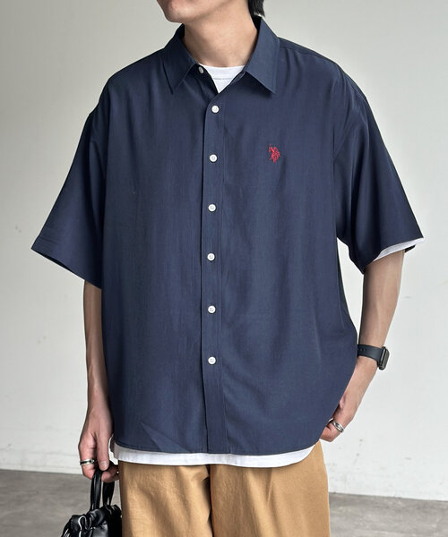 U.S. POLO ASSN.（ユーエスポロアッスン）の「【U.S. POLO ASSN.】シルクタッチ半袖シャツ（シャツ/ブラウス・メンズ・ブルー/チャコールグレー/ライム/ネイビー/グレイッシュベージュ/カーキ/ブラウン・MEDIUM/LARGE）」の18枚目の写真