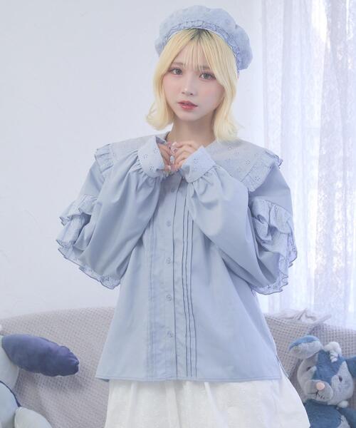 Whinny(ホワイニー)の「Whinny/ぷあぷあ綿雲日和(ハンチング/ベレー帽・レディース・ブラック/ホワイト/サックスブルー・FREE)」の13枚目の写真