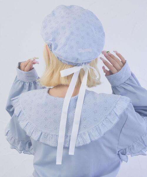 Whinny(ホワイニー)の「Whinny/ぷあぷあ綿雲日和(ハンチング/ベレー帽・レディース・ブラック/ホワイト/サックスブルー・FREE)」の14枚目の写真