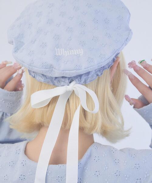 Whinny(ホワイニー)の「Whinny/ぷあぷあ綿雲日和(ハンチング/ベレー帽・レディース・ブラック/ホワイト/サックスブルー・FREE)」の15枚目の写真