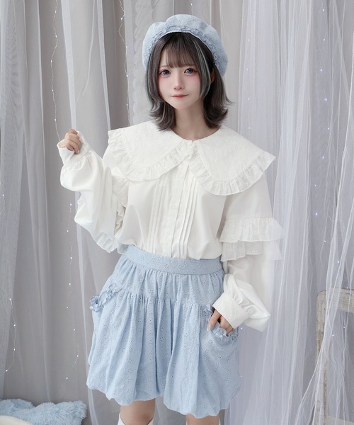Whinny(ホワイニー)の「Whinny/ぷあぷあ綿雲日和(ハンチング/ベレー帽・レディース・ブラック/ホワイト/サックスブルー・FREE)」の17枚目の写真