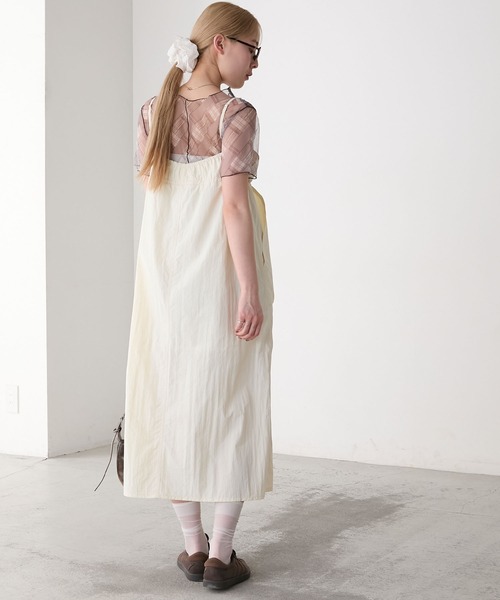 forksy.】ナイロン ウエストドロスト ビッグポケット キャミワンピース