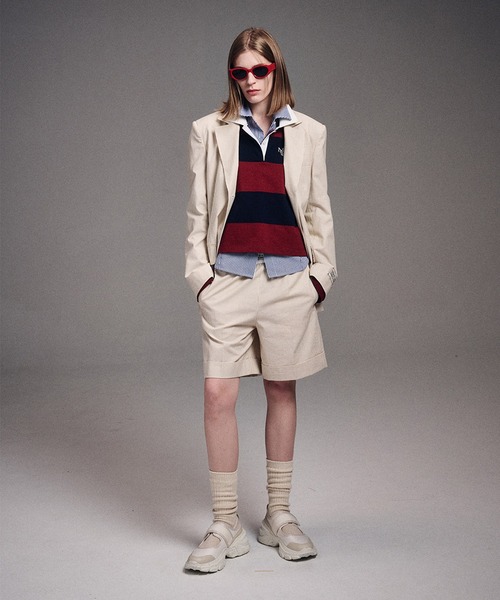 トップス mardi mercredi rugby shirt stripe gray RUGBY SHIRT STRIPE ALUMNI CLASSIQUE（ポロシャツ）｜Mardi Mercredi