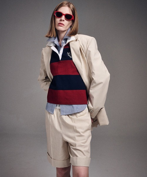 トップス mardi mercredi rugby shirt stripe gray RUGBY SHIRT STRIPE ALUMNI CLASSIQUE（ポロシャツ）｜Mardi Mercredi